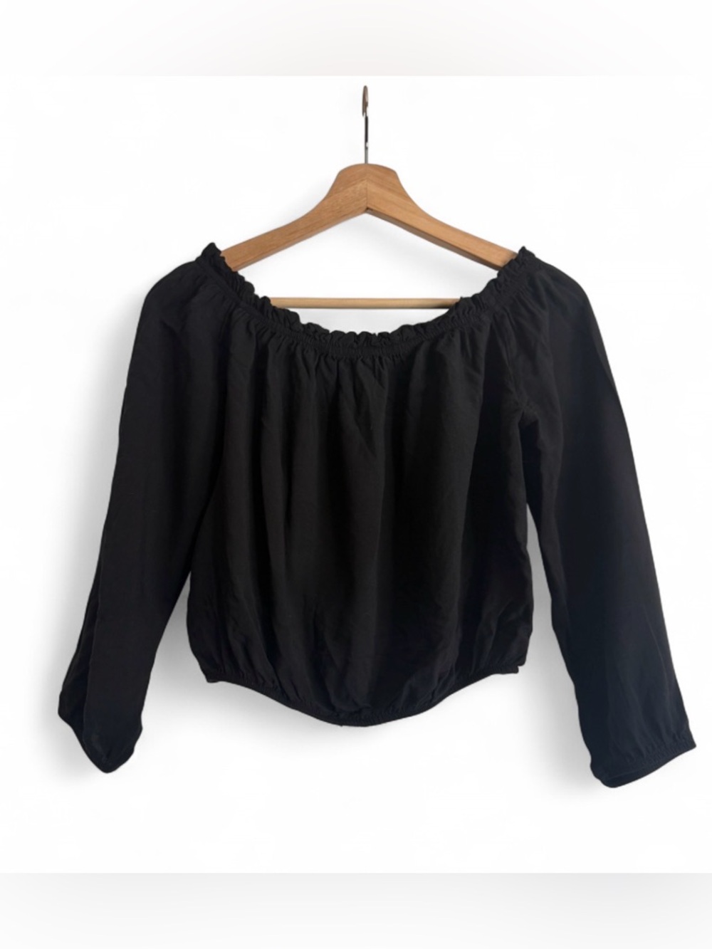 Brandy Melville Black Off-Shoulder Crop Top One Size